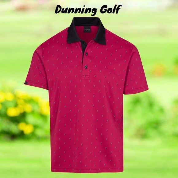 DUNNING NWT  GOLF FENTON JERSEY MENS POLO SHIRT COOLMAX ALL SEASON POPPY  XL - Picture 1 of 12